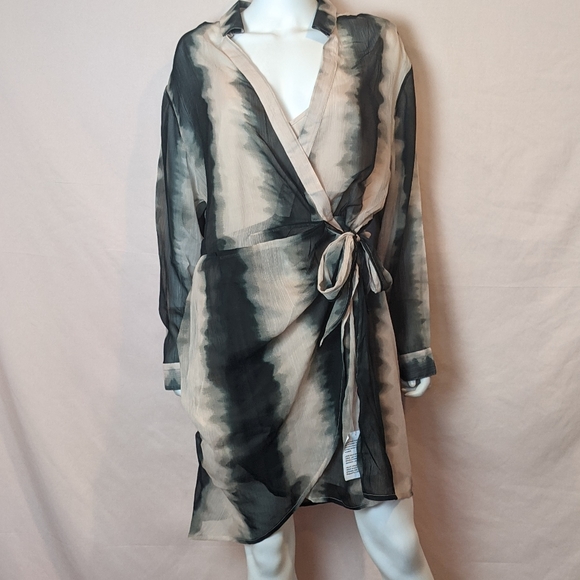 ASOS Dresses & Skirts - ASOS Tie Dye Long Sleeve Mini Shirt Wrap Dress